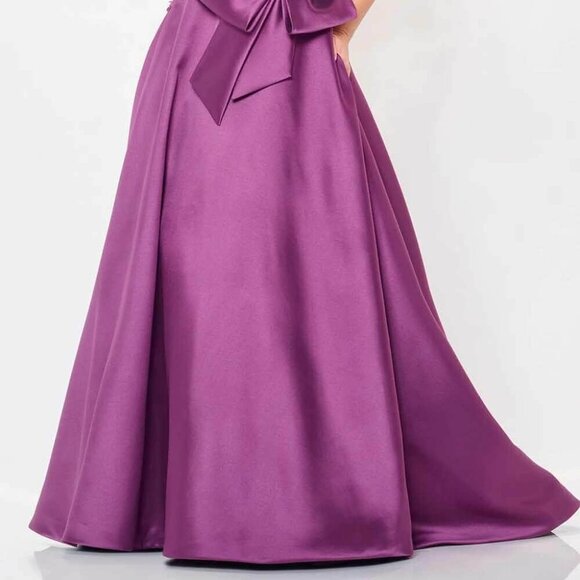 NWT Ivonne D ID6201 Mikado Evening Dress Aubergine Size 10 - Picture 2 of 7
